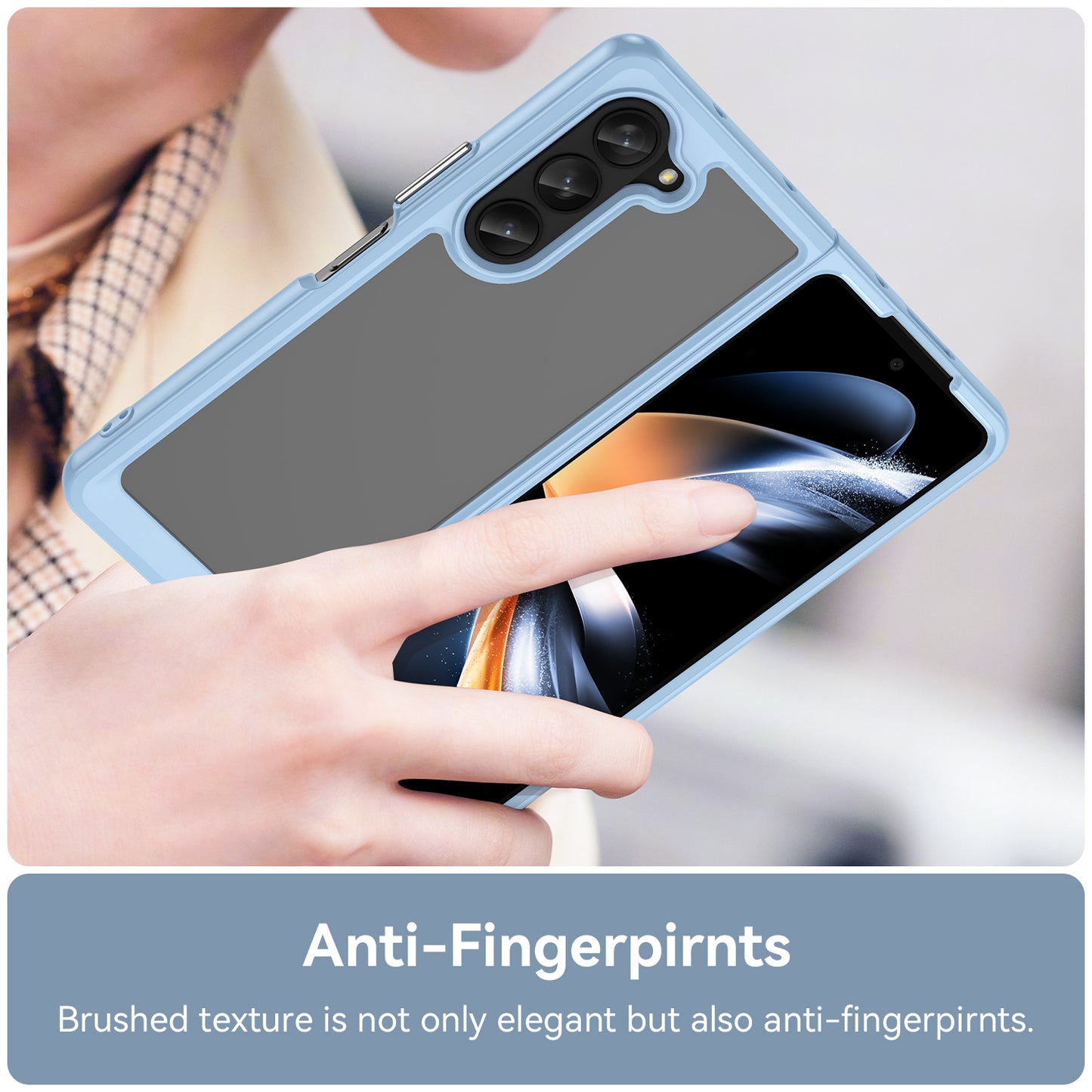 Uniqkart for Samsung Galaxy Z Fold5 5G Mobile Phone Back Cover TPU+Acrylic Clear Protective Shockproof Case - Blue