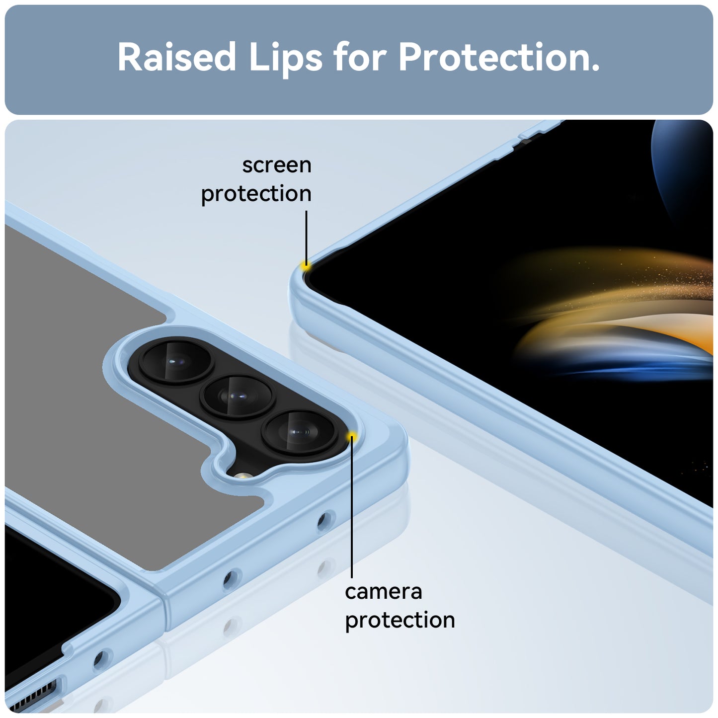Uniqkart for Samsung Galaxy Z Fold5 5G Mobile Phone Back Cover TPU+Acrylic Clear Protective Shockproof Case - Blue