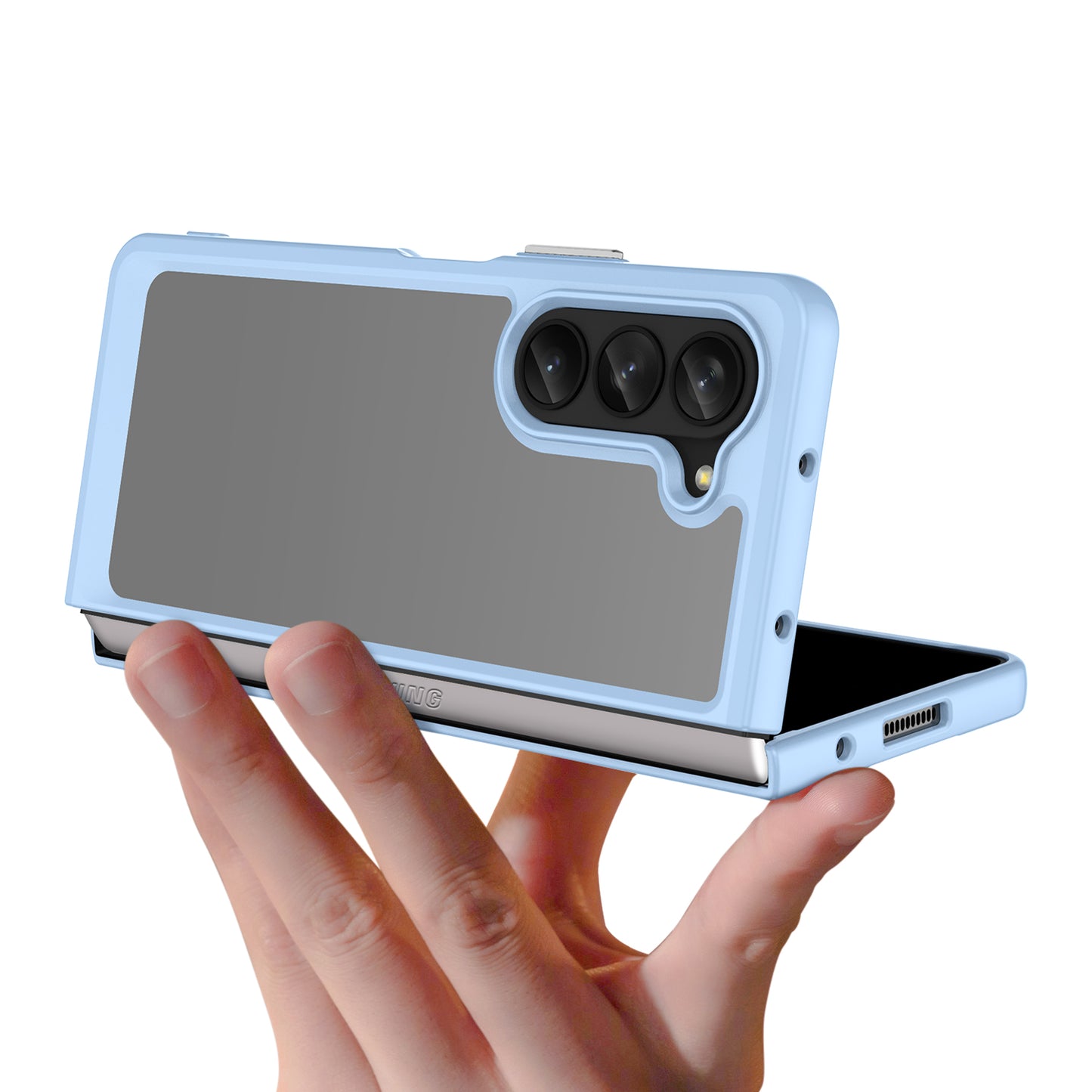 Uniqkart for Samsung Galaxy Z Fold5 5G Mobile Phone Back Cover TPU+Acrylic Clear Protective Shockproof Case - Blue