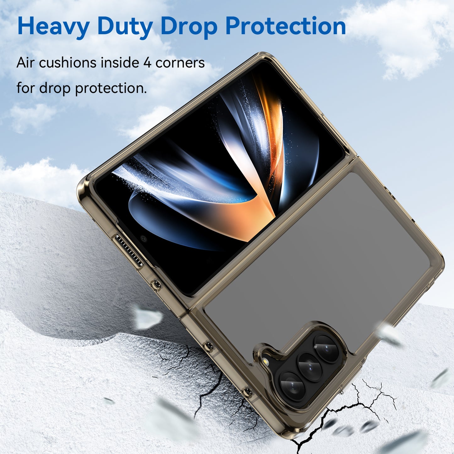 Uniqkart for Samsung Galaxy Z Fold5 5G Mobile Phone Back Cover TPU+Acrylic Clear Protective Shockproof Case - Transparent Grey