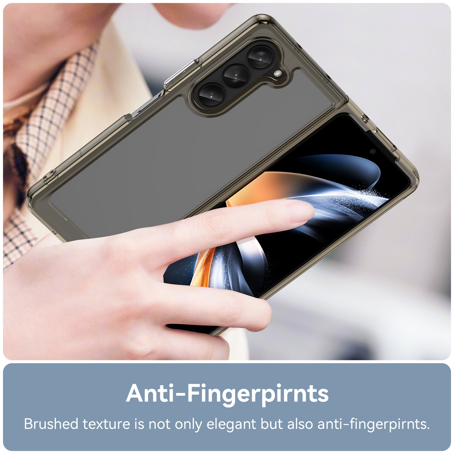 Uniqkart for Samsung Galaxy Z Fold5 5G Mobile Phone Back Cover TPU+Acrylic Clear Protective Shockproof Case - Transparent Grey
