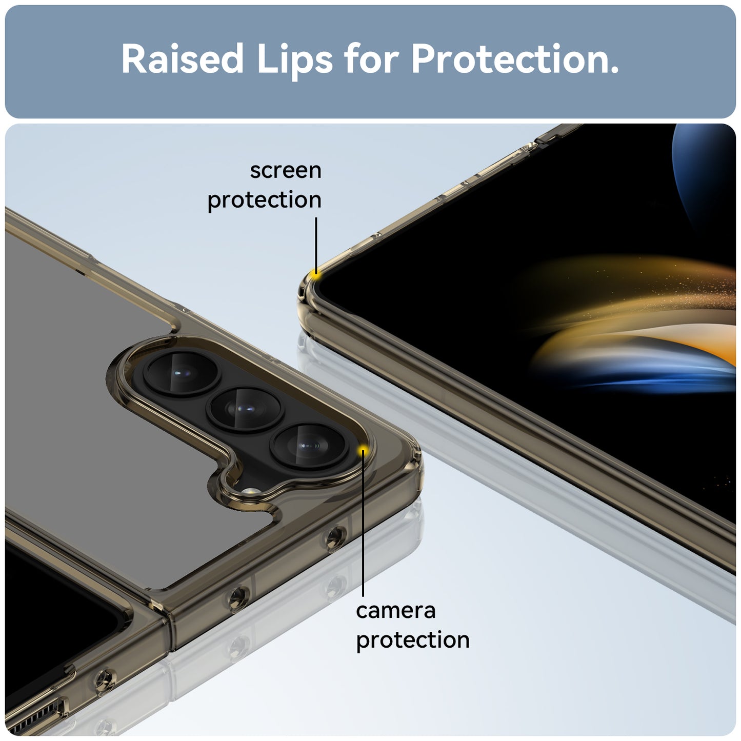 Uniqkart for Samsung Galaxy Z Fold5 5G Mobile Phone Back Cover TPU+Acrylic Clear Protective Shockproof Case - Transparent Grey