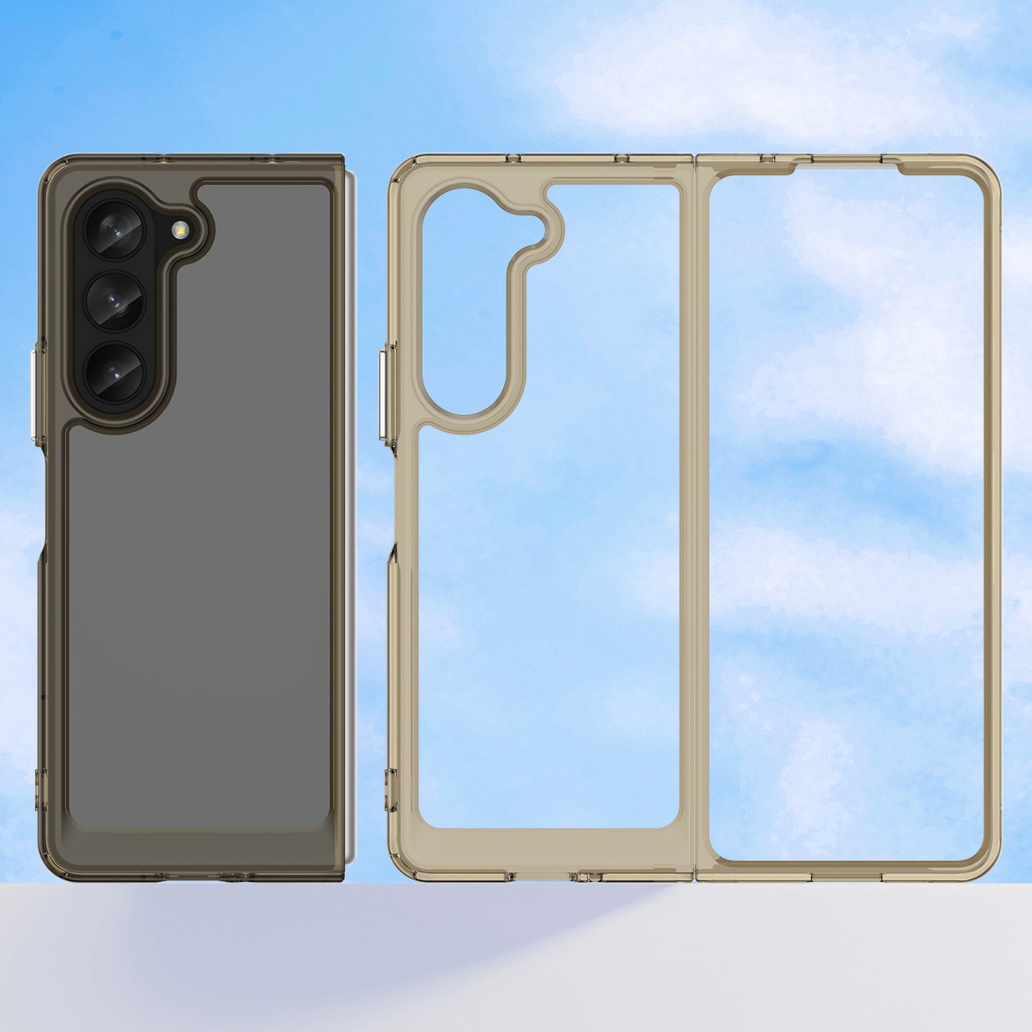 Uniqkart for Samsung Galaxy Z Fold5 5G Mobile Phone Back Cover TPU+Acrylic Clear Protective Shockproof Case - Transparent Grey