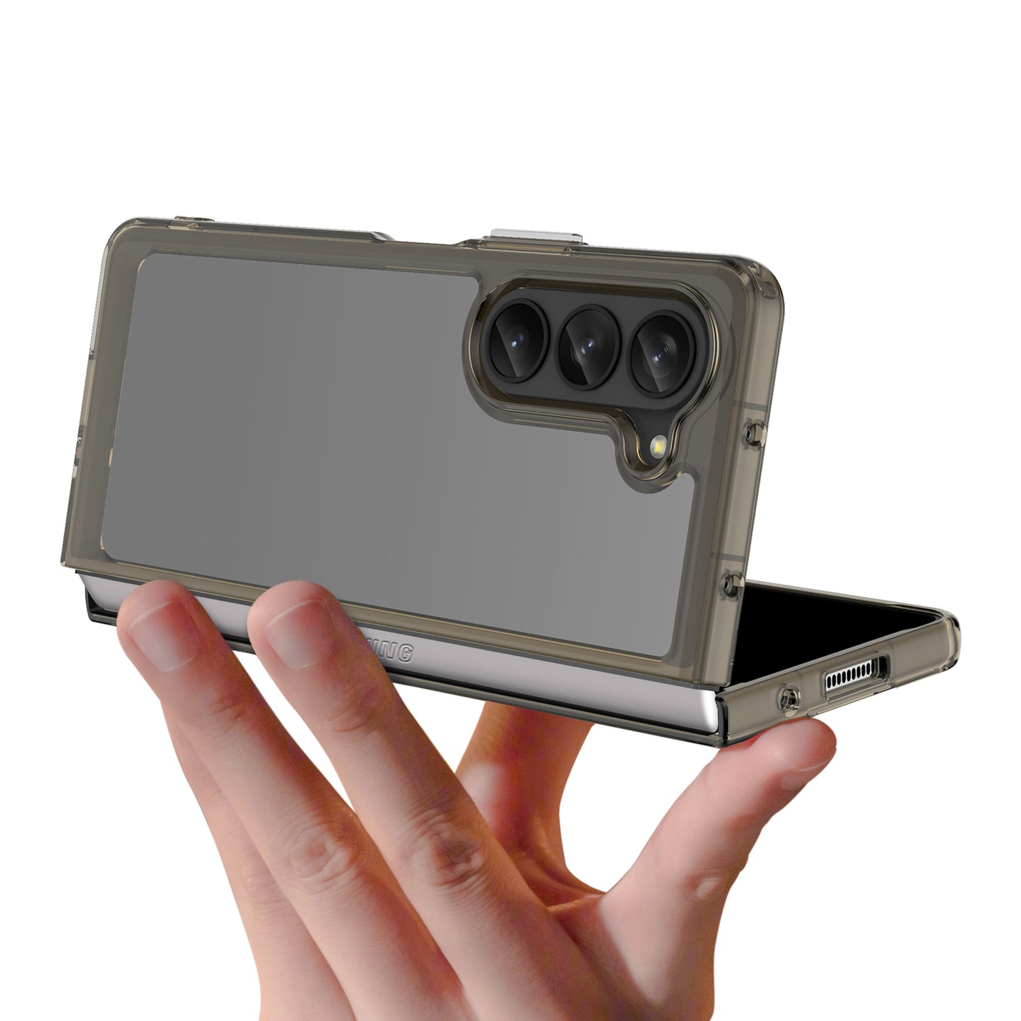 Uniqkart for Samsung Galaxy Z Fold5 5G Mobile Phone Back Cover TPU+Acrylic Clear Protective Shockproof Case - Transparent Grey
