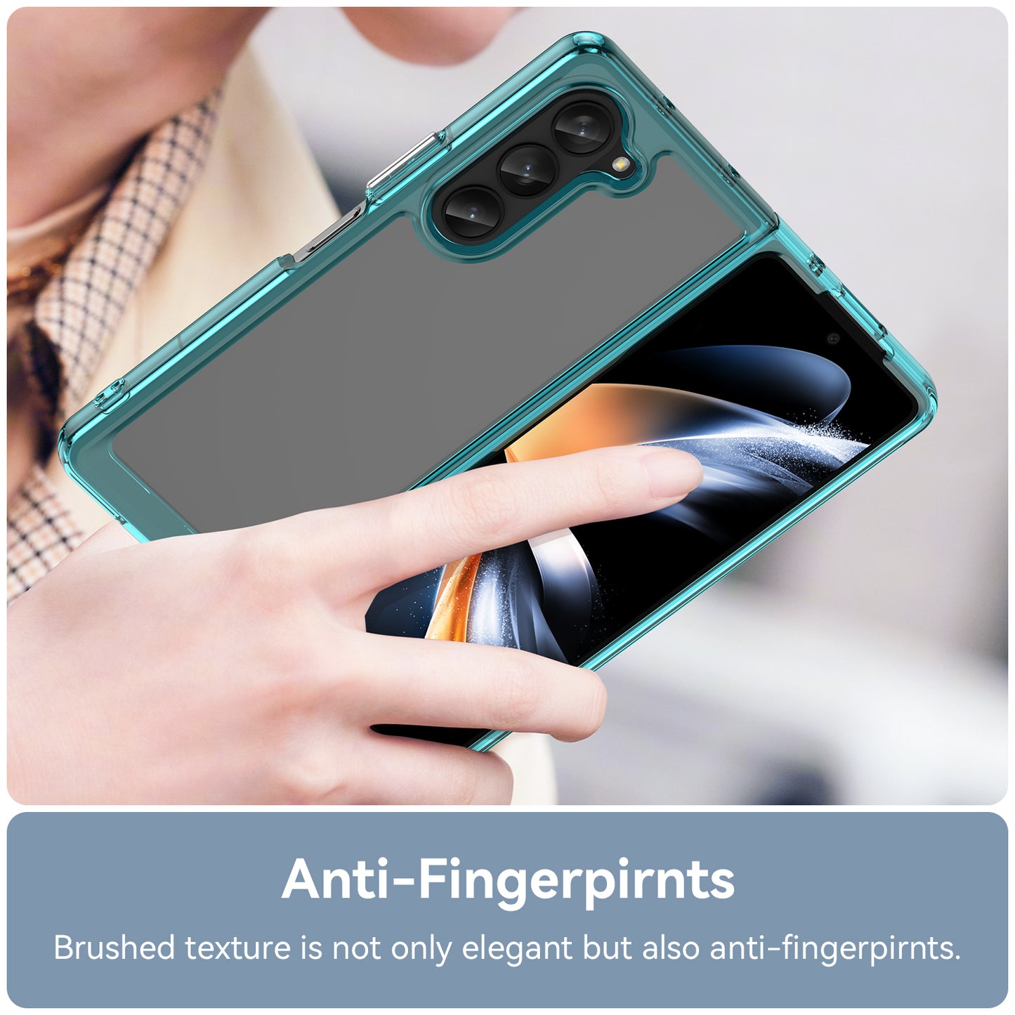 Uniqkart for Samsung Galaxy Z Fold5 5G Mobile Phone Back Cover TPU+Acrylic Clear Protective Shockproof Case - Transparent Blue