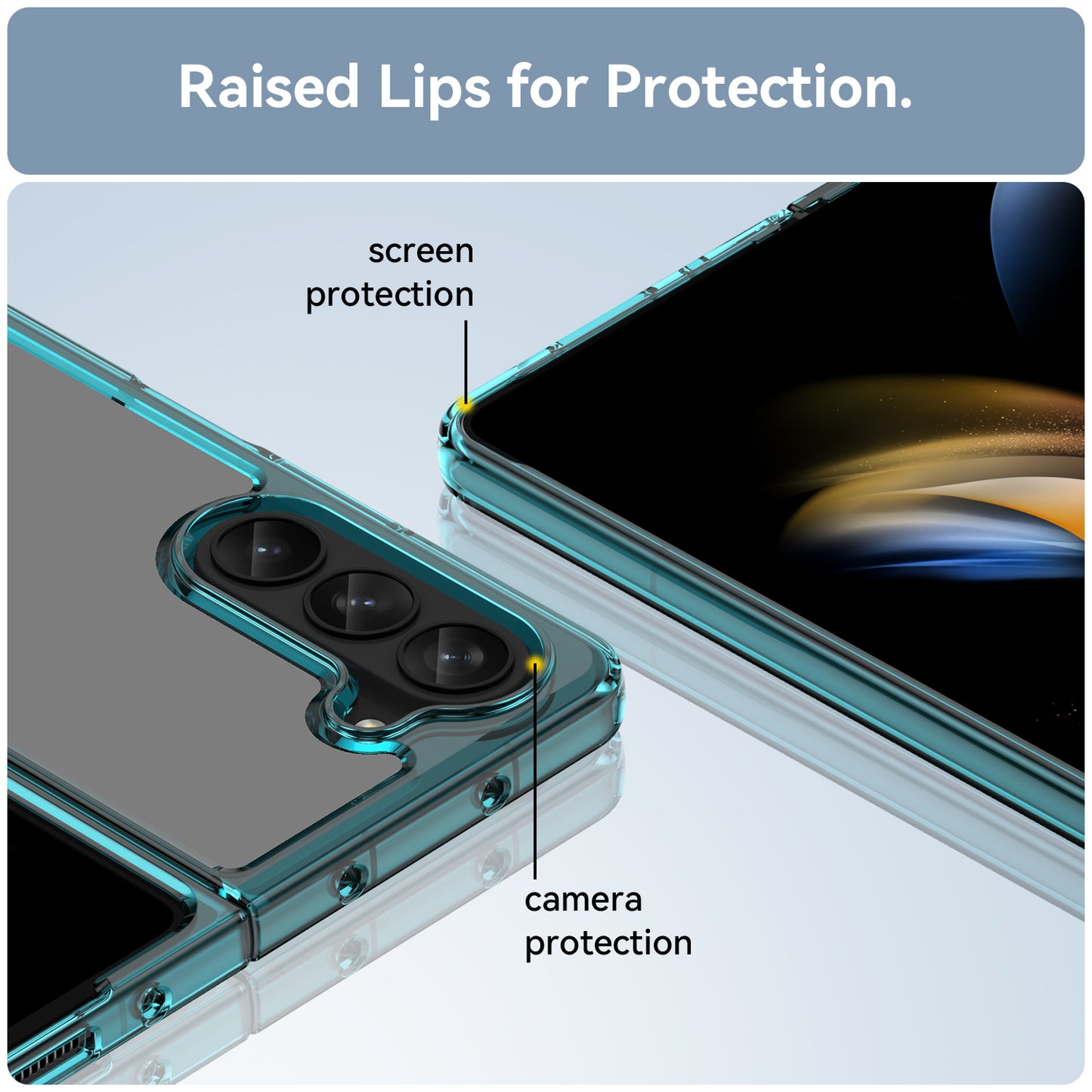 Uniqkart for Samsung Galaxy Z Fold5 5G Mobile Phone Back Cover TPU+Acrylic Clear Protective Shockproof Case - Transparent Blue