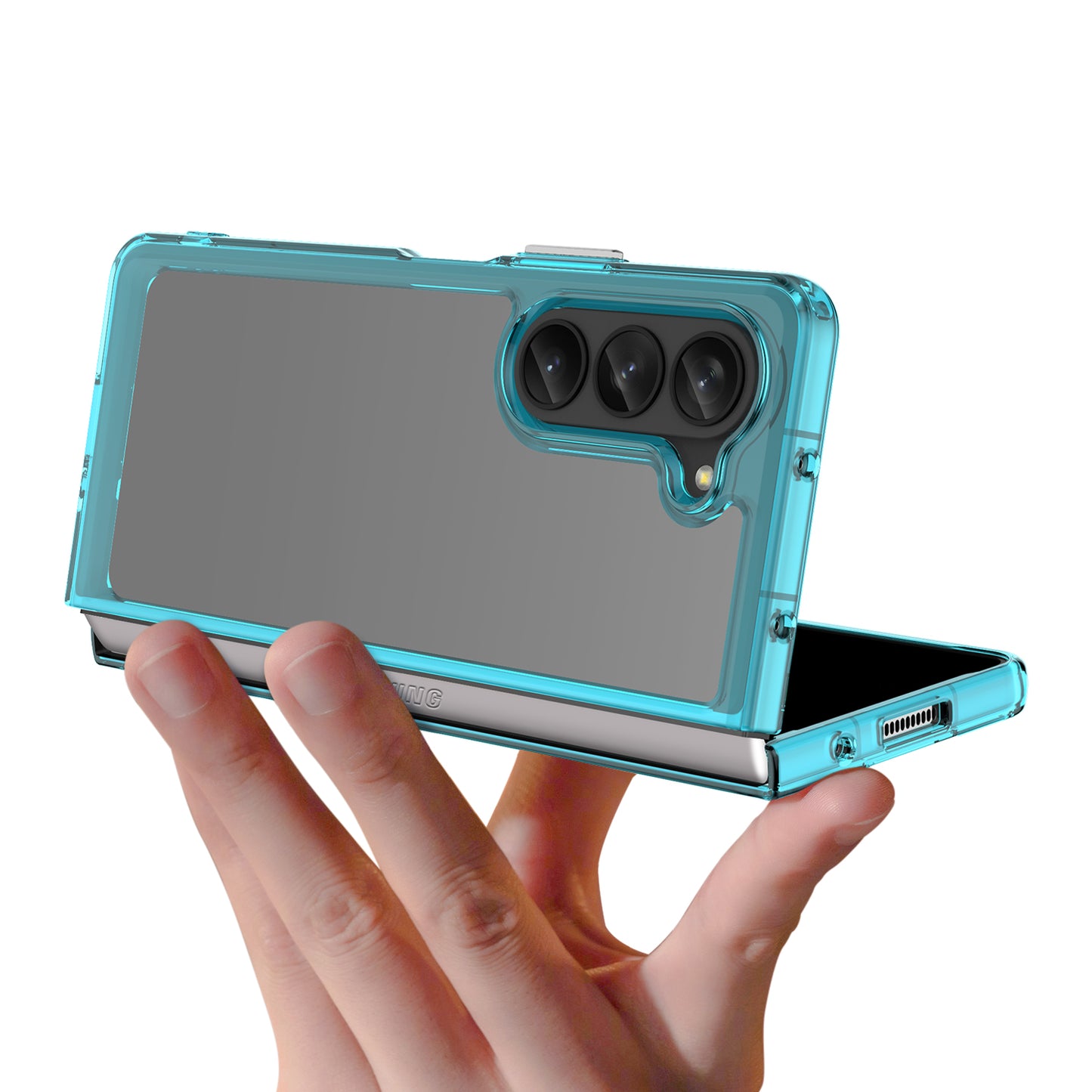 Uniqkart for Samsung Galaxy Z Fold5 5G Mobile Phone Back Cover TPU+Acrylic Clear Protective Shockproof Case - Transparent Blue