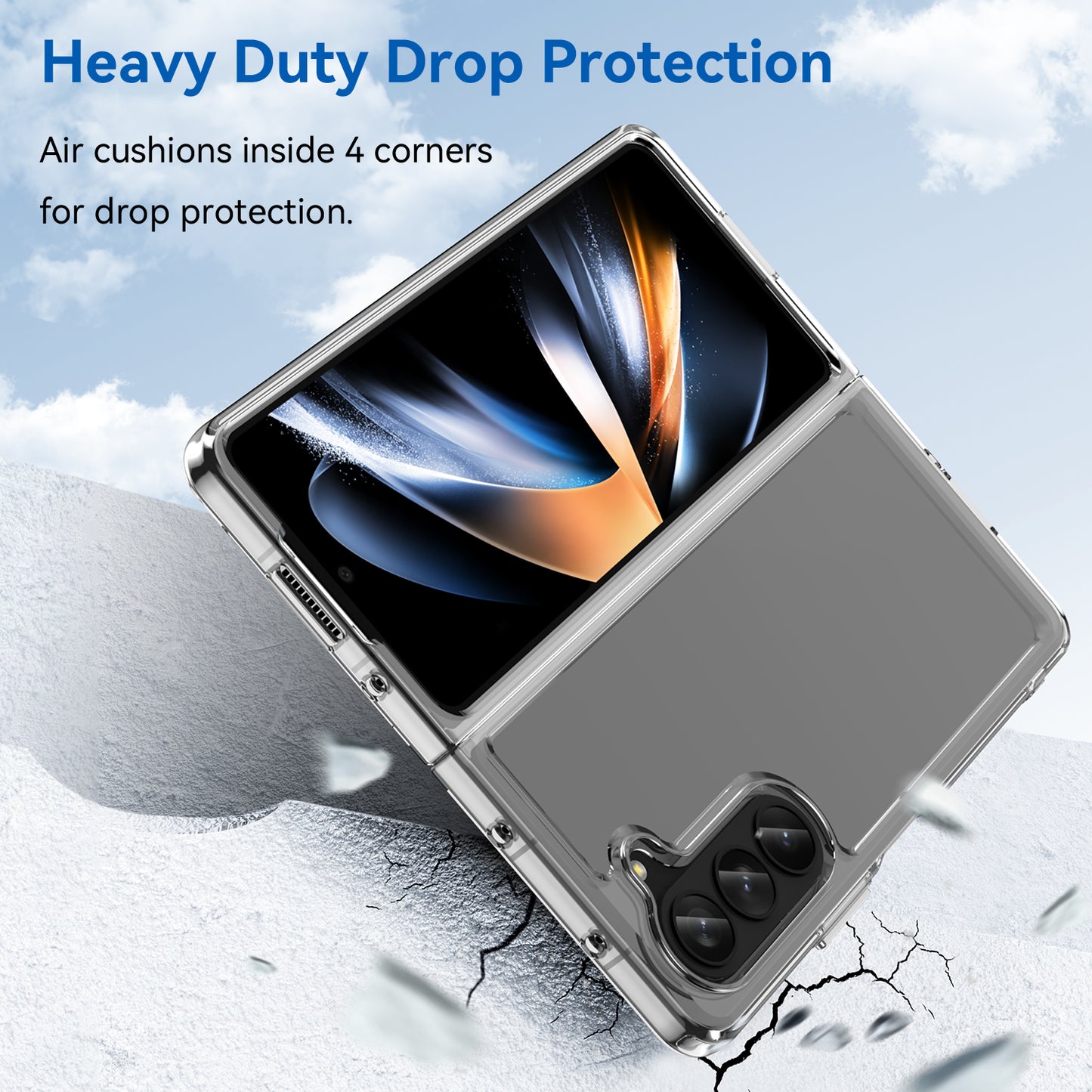 Uniqkart for Samsung Galaxy Z Fold5 5G Mobile Phone Back Cover TPU+Acrylic Clear Protective Shockproof Case - Transparent
