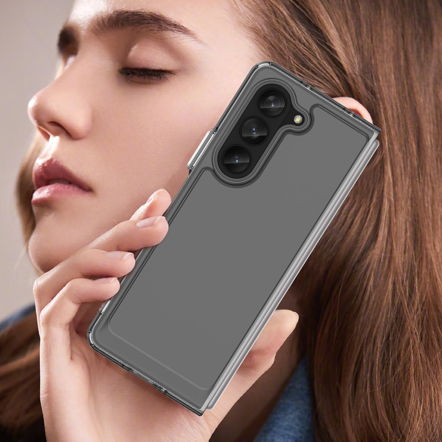 Uniqkart for Samsung Galaxy Z Fold5 5G Mobile Phone Back Cover TPU+Acrylic Clear Protective Shockproof Case - Transparent
