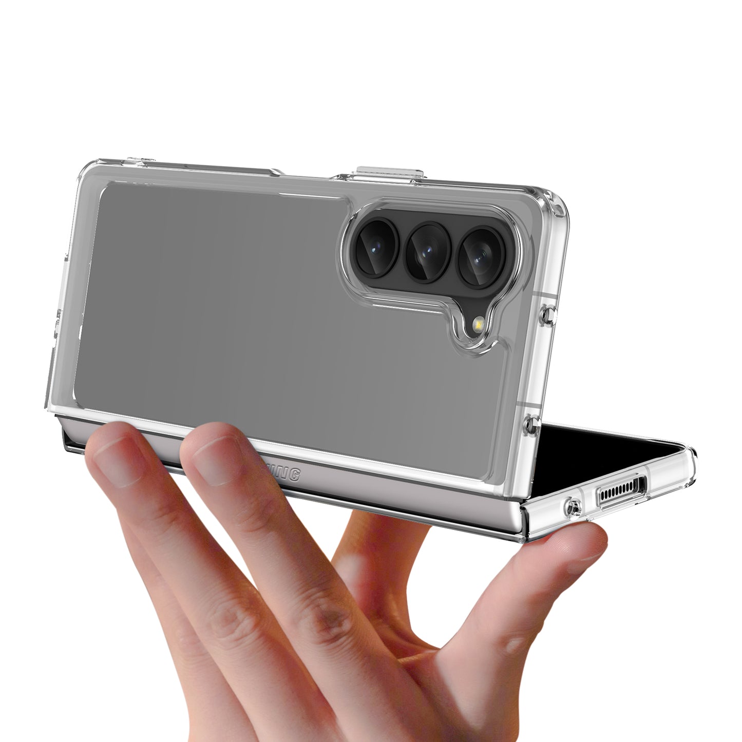 Uniqkart for Samsung Galaxy Z Fold5 5G Mobile Phone Back Cover TPU+Acrylic Clear Protective Shockproof Case - Transparent