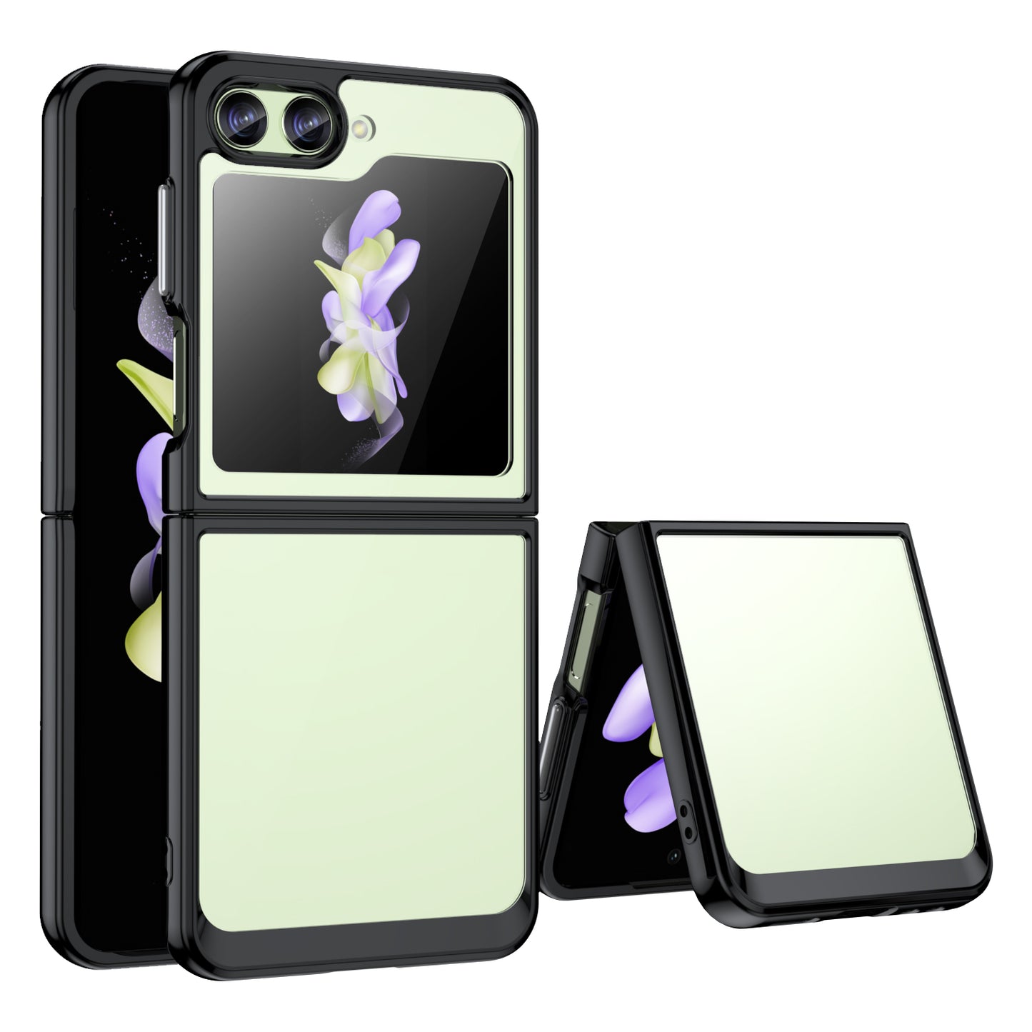 Uniqkart for Samsung Galaxy Z Flip5 5G Mobile Phone Back Cover Clear Protective Shockproof TPU+Acrylic Case - Black