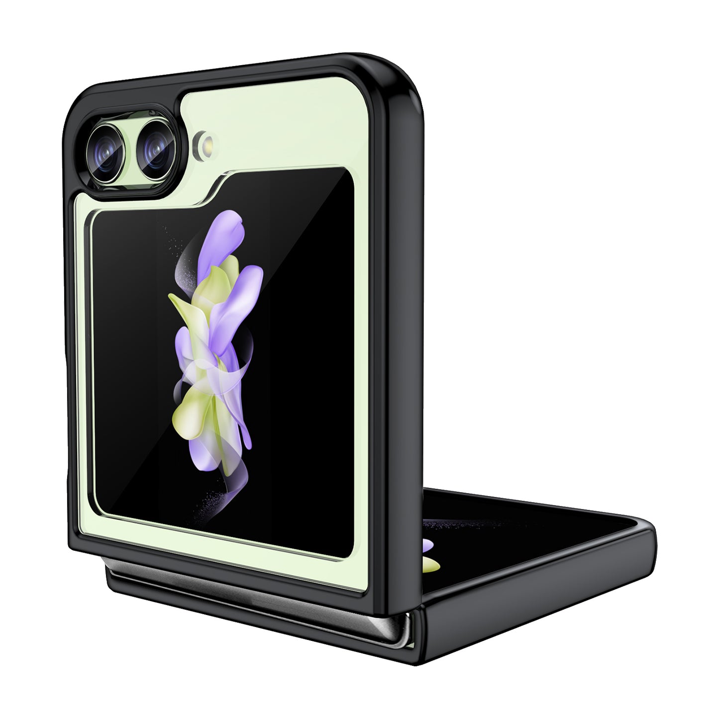 Uniqkart for Samsung Galaxy Z Flip5 5G Mobile Phone Back Cover Clear Protective Shockproof TPU+Acrylic Case - Black