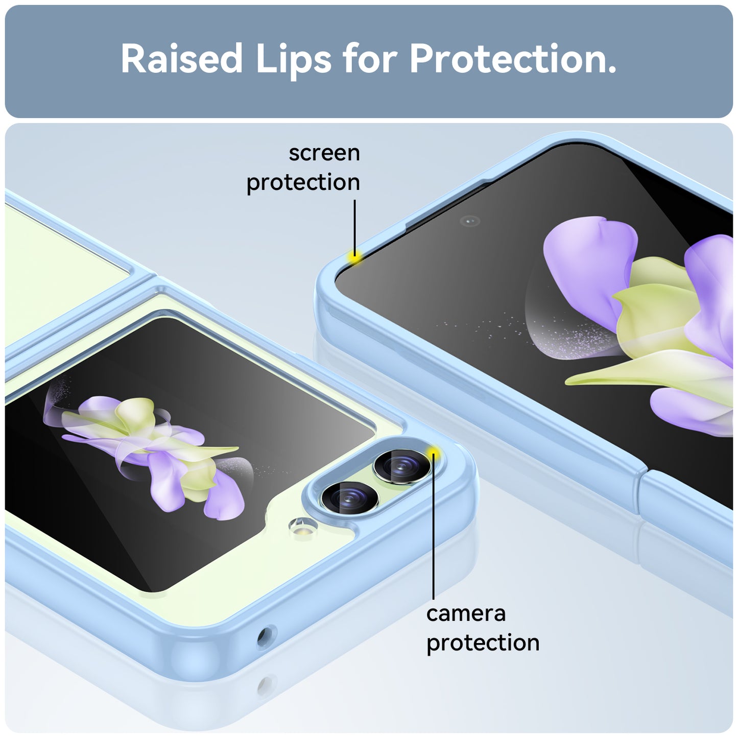 Uniqkart for Samsung Galaxy Z Flip5 5G Mobile Phone Back Cover Clear Protective Shockproof TPU+Acrylic Case - Blue