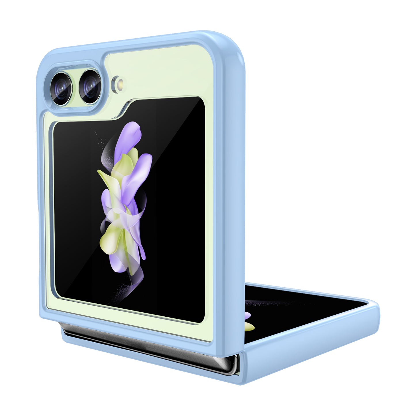 Uniqkart for Samsung Galaxy Z Flip5 5G Mobile Phone Back Cover Clear Protective Shockproof TPU+Acrylic Case - Blue