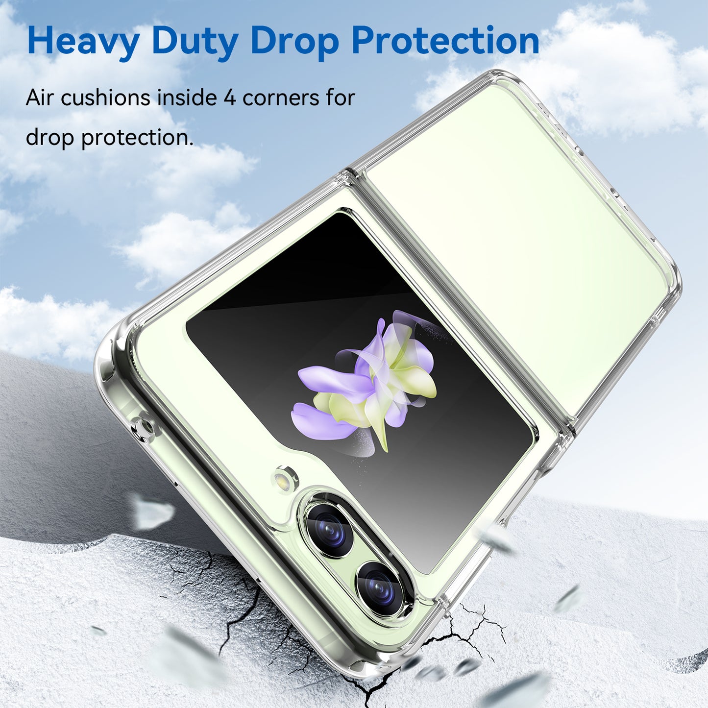 Uniqkart for Samsung Galaxy Z Flip5 5G Mobile Phone Back Cover Clear Protective Shockproof TPU+Acrylic Case - Transparent