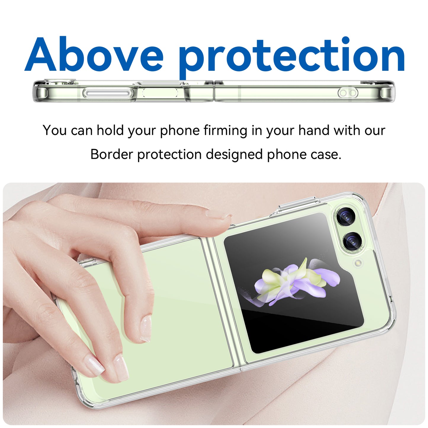 Uniqkart for Samsung Galaxy Z Flip5 5G Mobile Phone Back Cover Clear Protective Shockproof TPU+Acrylic Case - Transparent