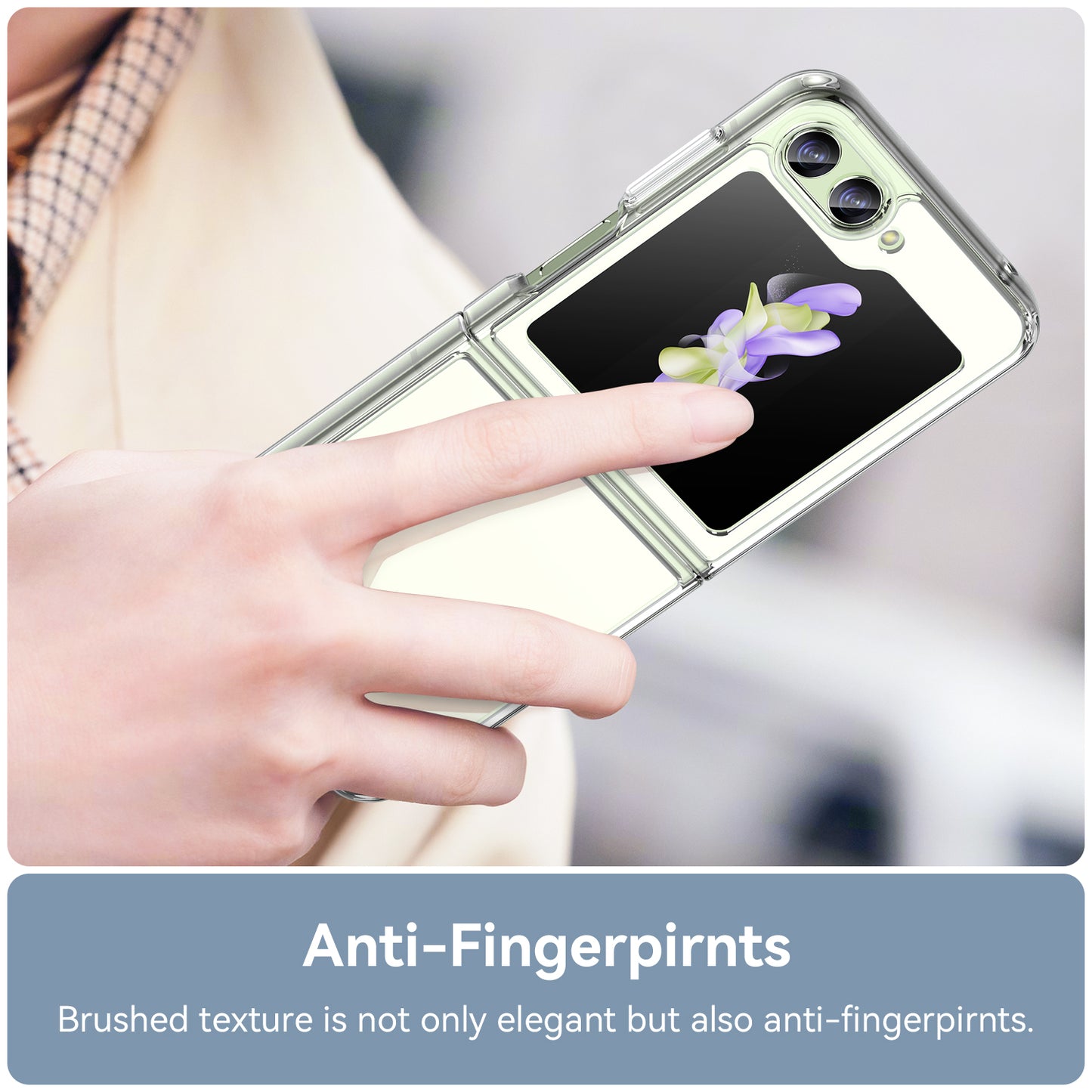 Uniqkart for Samsung Galaxy Z Flip5 5G Mobile Phone Back Cover Clear Protective Shockproof TPU+Acrylic Case - Transparent