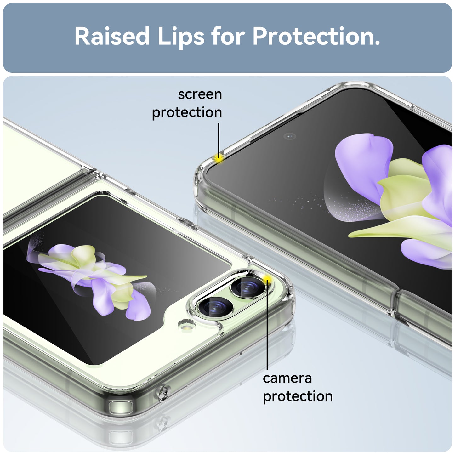 Uniqkart for Samsung Galaxy Z Flip5 5G Mobile Phone Back Cover Clear Protective Shockproof TPU+Acrylic Case - Transparent