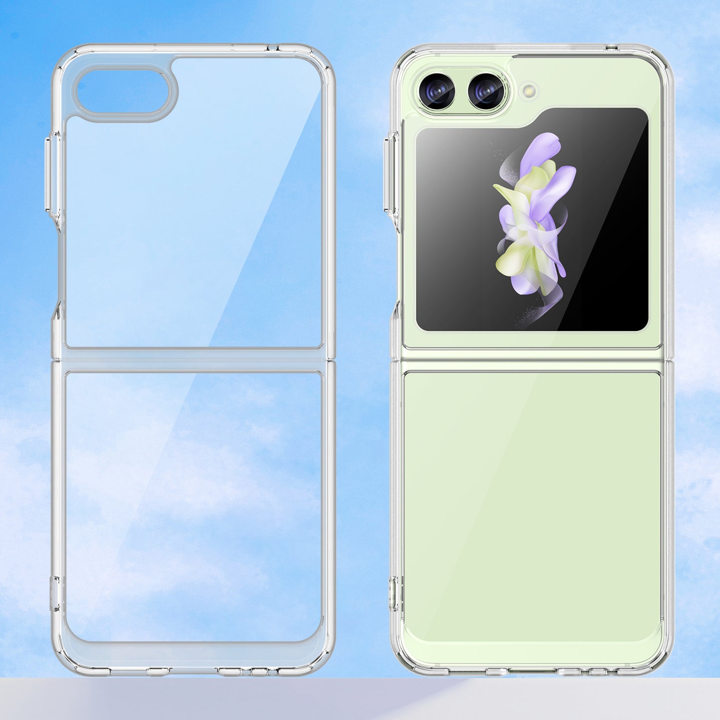 Uniqkart for Samsung Galaxy Z Flip5 5G Mobile Phone Back Cover Clear Protective Shockproof TPU+Acrylic Case - Transparent