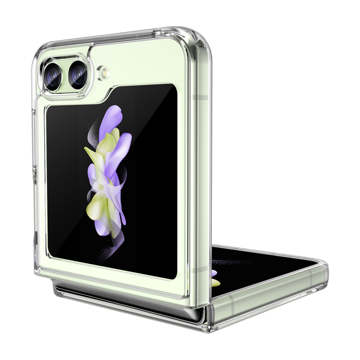 Uniqkart for Samsung Galaxy Z Flip5 5G Mobile Phone Back Cover Clear Protective Shockproof TPU+Acrylic Case - Transparent