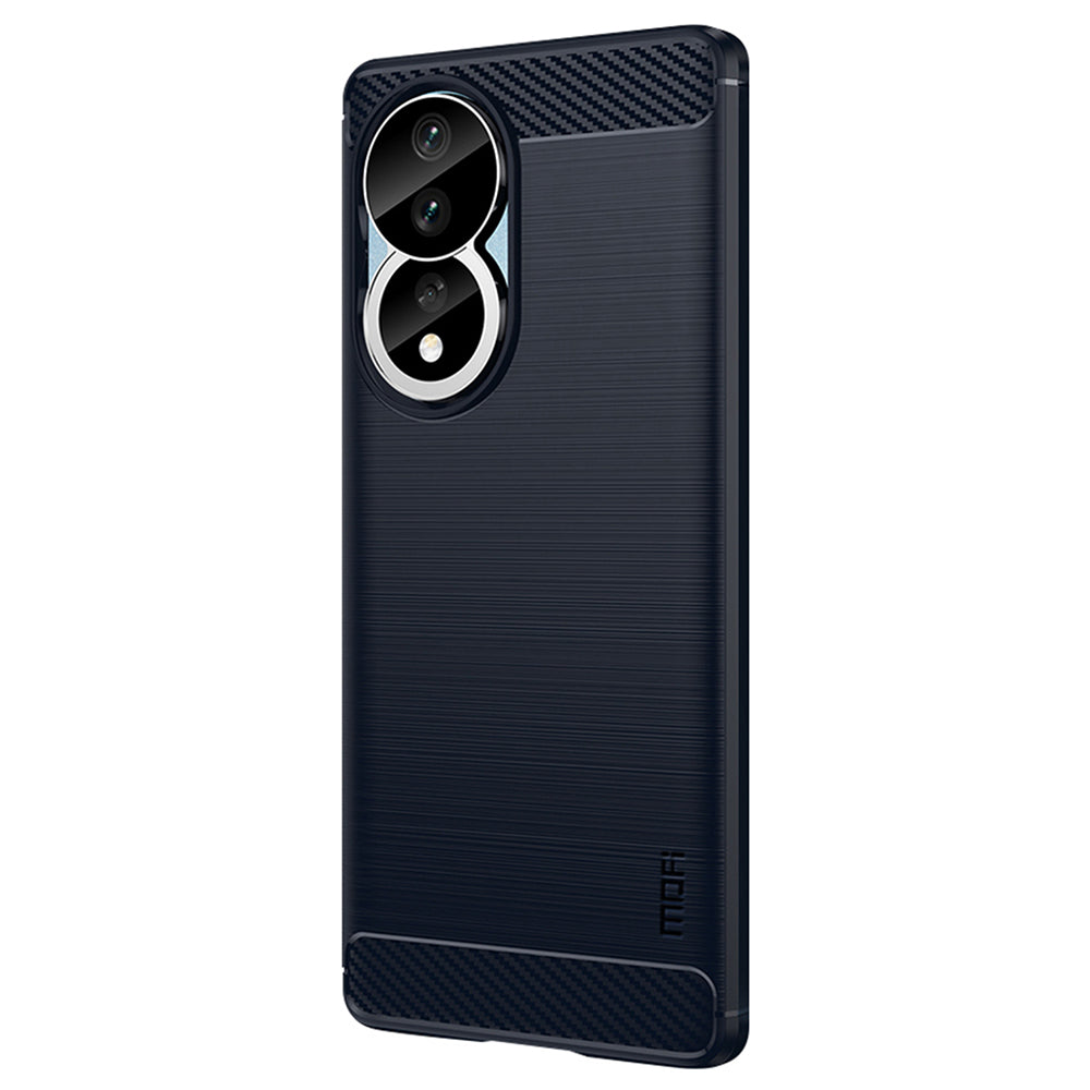 Uniqkart TPU Series-1 for Honor 90 Carbon Fiber Soft TPU Case Anti-scratch Brushed Phone Cover - Blue