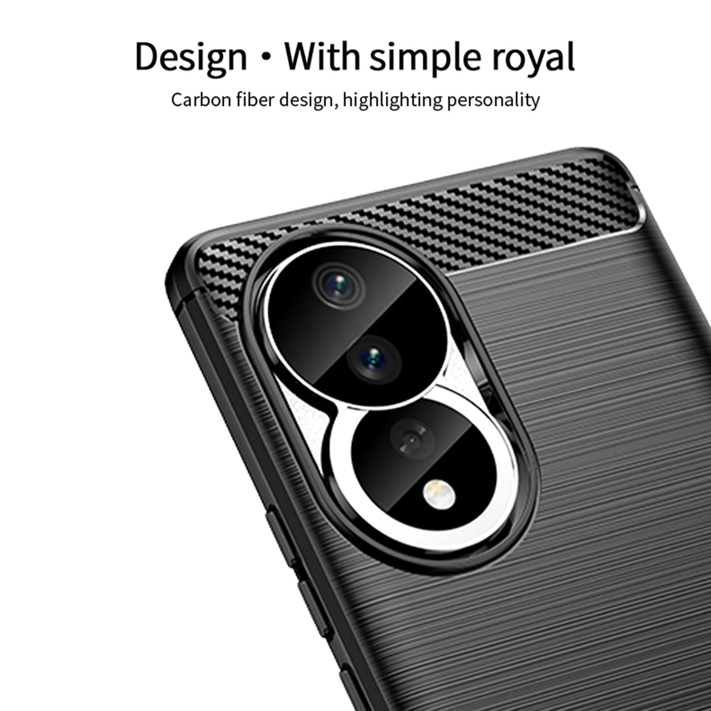 Uniqkart TPU Series-1 for Honor 90 Carbon Fiber Soft TPU Case Anti-scratch Brushed Phone Cover - Blue