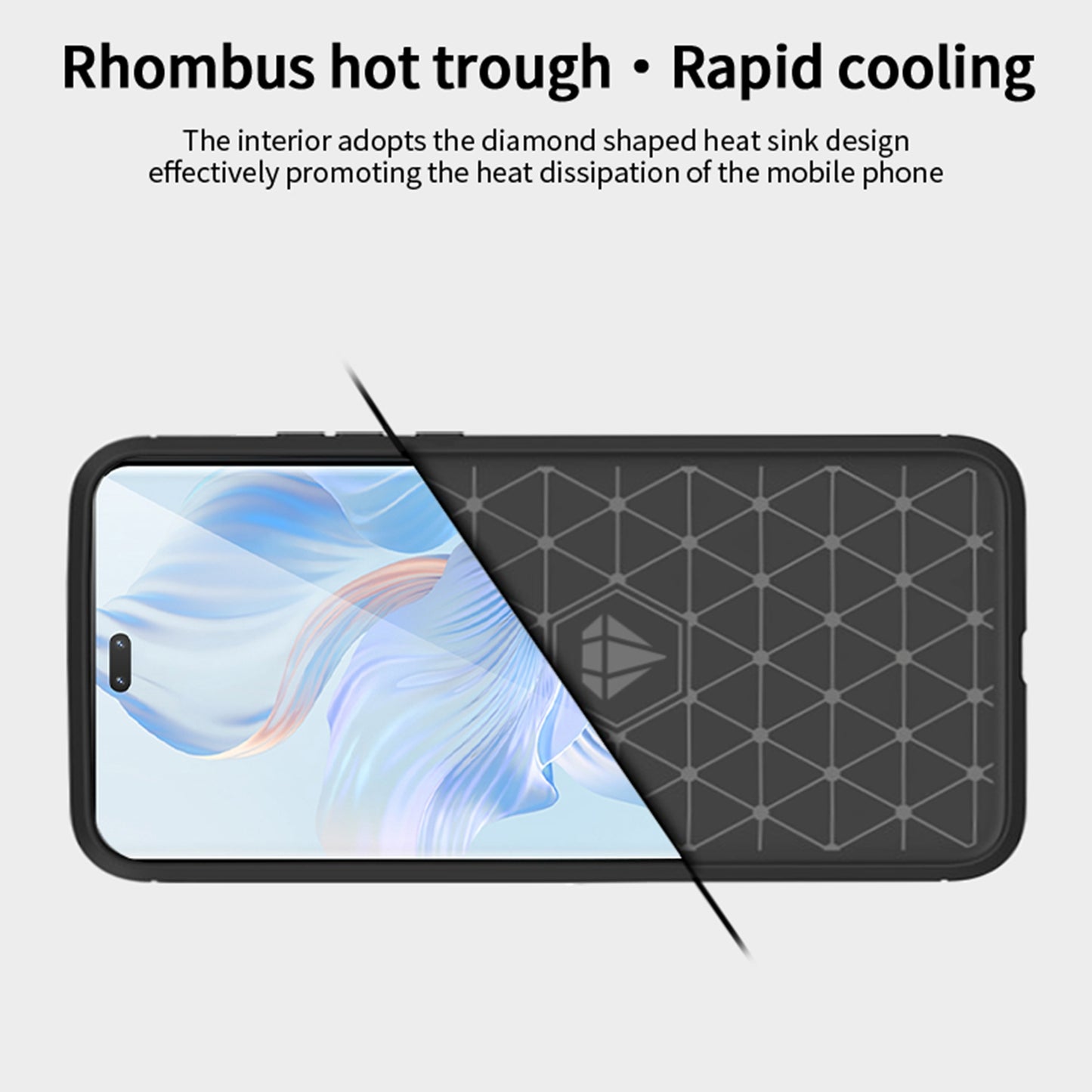 Uniqkart TPU Series-1 for Honor 90 Carbon Fiber Soft TPU Case Anti-scratch Brushed Phone Cover - Blue