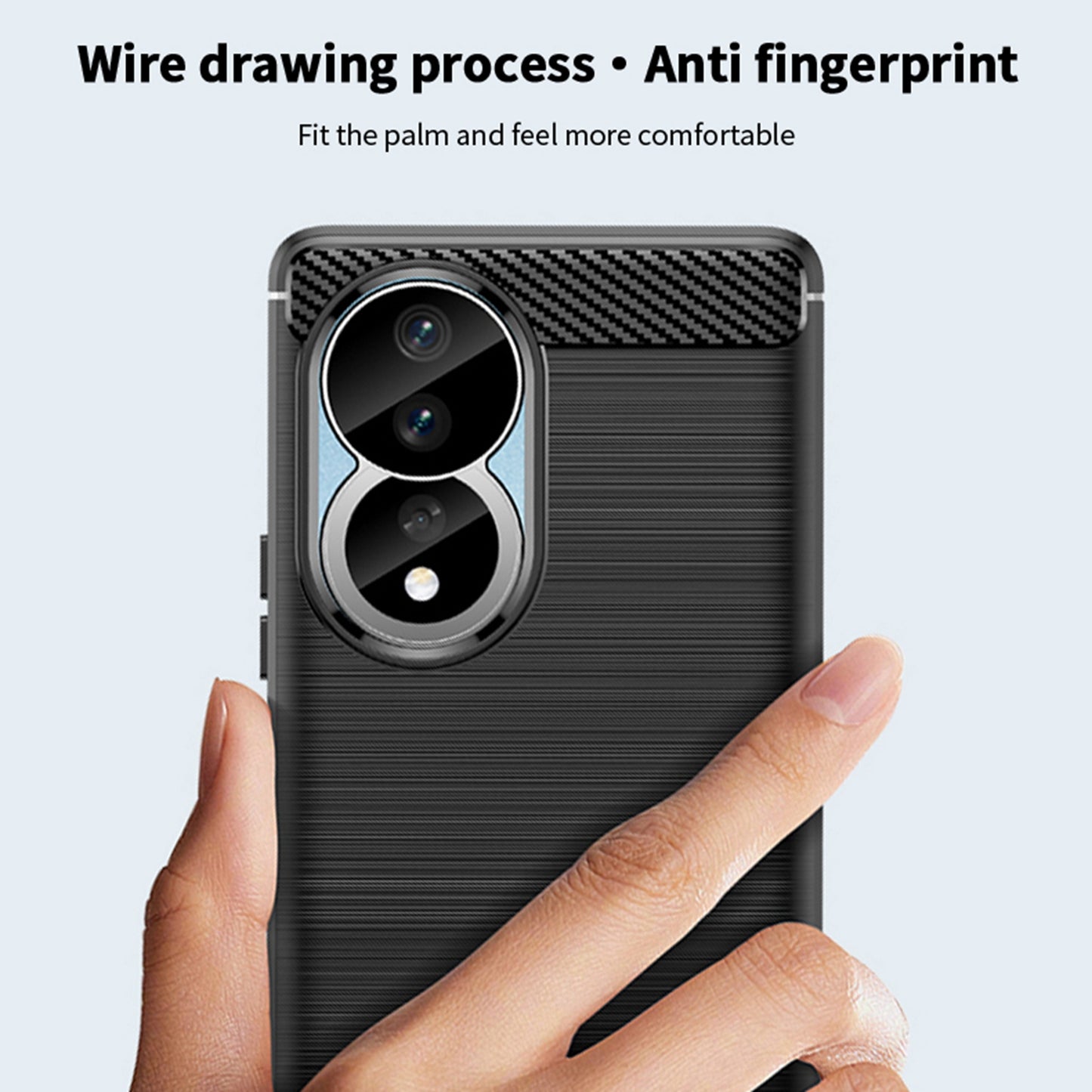 Uniqkart TPU Series-1 for Honor 90 Carbon Fiber Soft TPU Case Anti-scratch Brushed Phone Cover - Blue