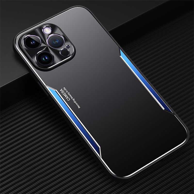 Uniqkart for iPhone 12 Pro Max 6.7 inch Aluminium Alloy + TPU Phone Case Anti-Scratch Cellphone Shell - Blue