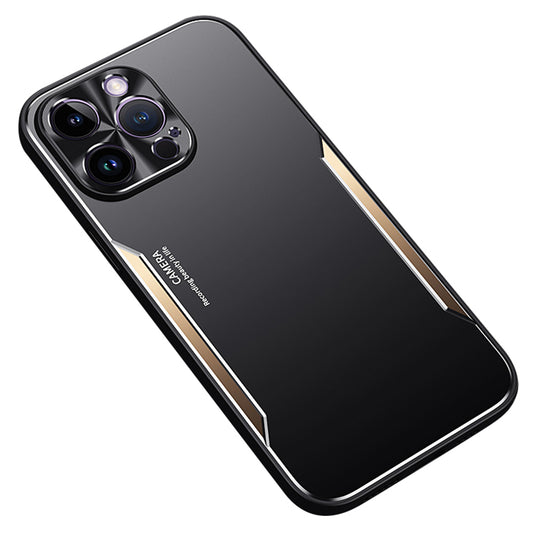 Uniqkart for iPhone 12 Pro Max 6.7 inch Aluminium Alloy + TPU Phone Case Anti-Scratch Cellphone Shell - Gold