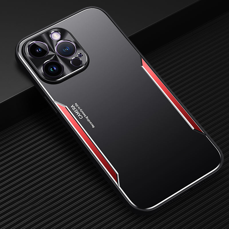 Uniqkart for iPhone 12 Pro Max 6.7 inch Aluminium Alloy + TPU Phone Case Anti-Scratch Cellphone Shell - Red