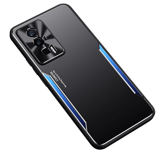 Uniqkart for Xiaomi Redmi K60 5G / K60 Pro 5G / Poco F5 Pro 5G Aluminium Alloy+TPU Phone Case Anti-fall Shell - Blue