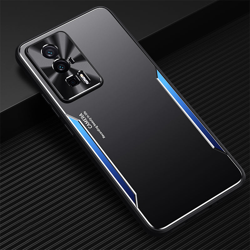 Uniqkart for Xiaomi Redmi K60 5G / K60 Pro 5G / Poco F5 Pro 5G Aluminium Alloy+TPU Phone Case Anti-fall Shell - Blue