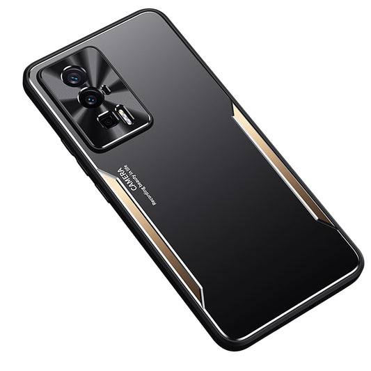Uniqkart for Xiaomi Redmi K60 5G / K60 Pro 5G / Poco F5 Pro 5G Aluminium Alloy+TPU Phone Case Anti-fall Shell - Gold