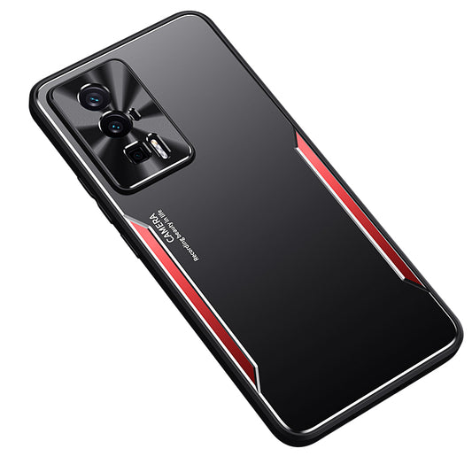 Uniqkart for Xiaomi Redmi K60 5G / K60 Pro 5G / Poco F5 Pro 5G Aluminium Alloy+TPU Phone Case Anti-fall Shell - Red