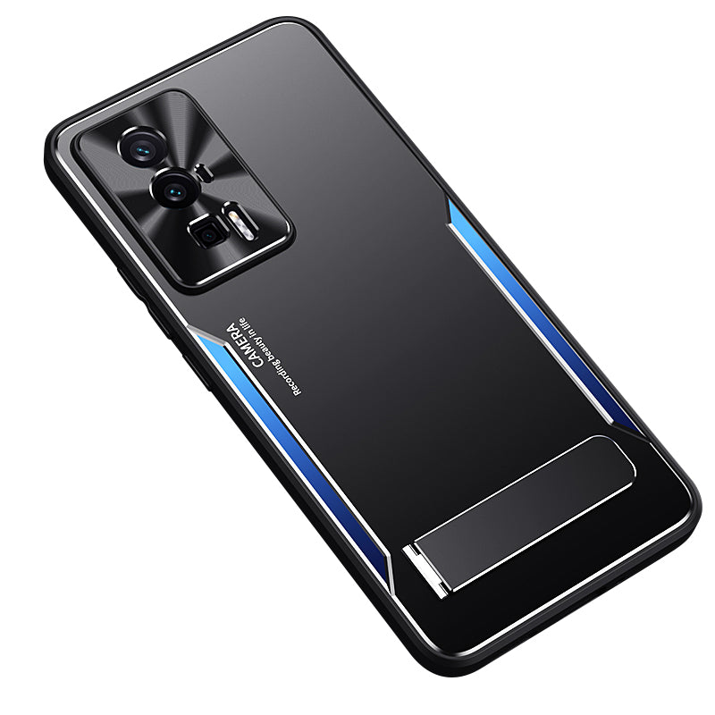 Uniqkart for Xiaomi Poco F5 Pro 5G / Redmi K60 5G / K60 Pro 5G Kickstand Phone Cover TPU + Aluminium Alloy Case - Blue