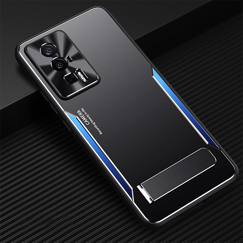Uniqkart for Xiaomi Poco F5 Pro 5G / Redmi K60 5G / K60 Pro 5G Kickstand Phone Cover TPU + Aluminium Alloy Case - Blue