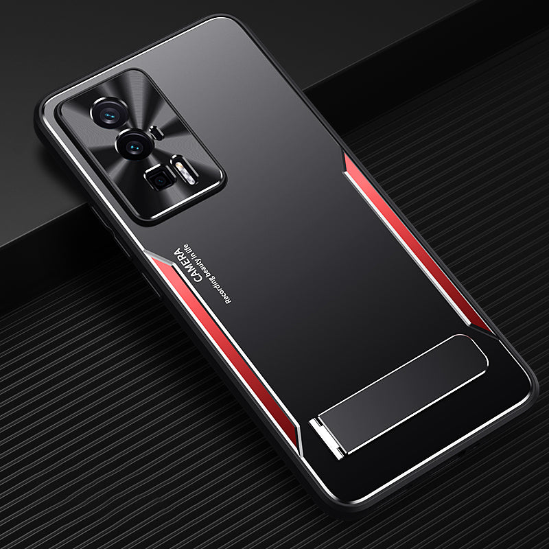 Uniqkart for Xiaomi Poco F5 Pro 5G / Redmi K60 5G / K60 Pro 5G Kickstand Phone Cover TPU + Aluminium Alloy Case - Red