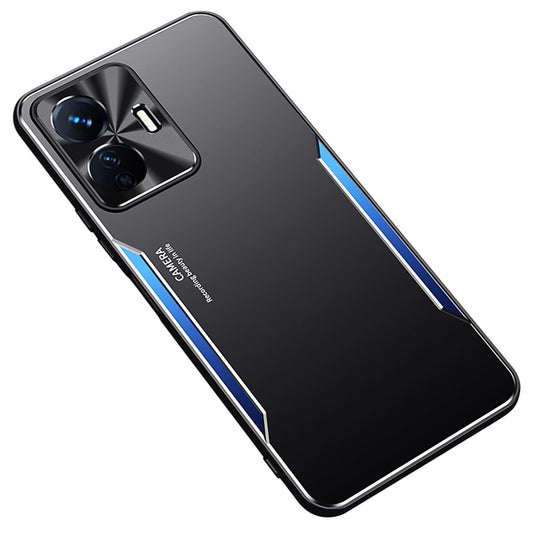 Uniqkart for vivo Y77e 5G Aluminium Alloy+TPU Phone Case Anti-drop Mobile Phone Shell - Blue