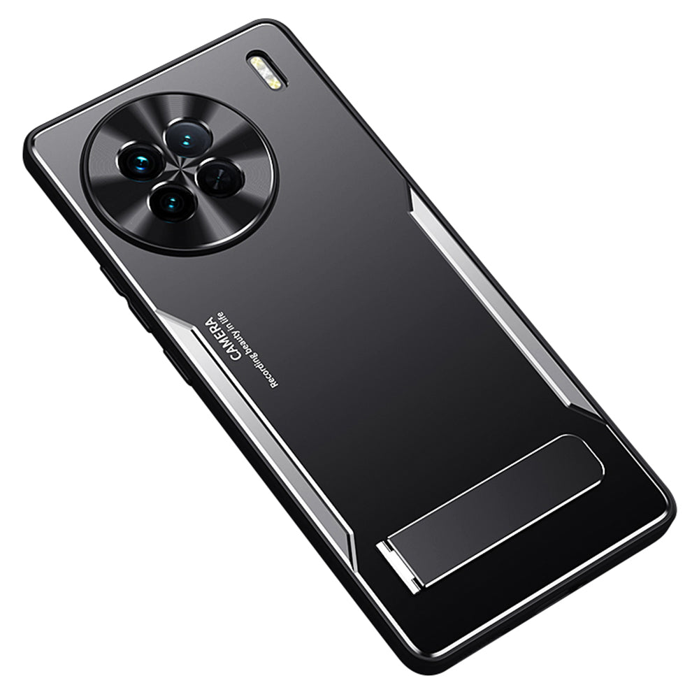 Anti-drop Cover for vivo X90 5G TPU+Aluminium Alloy Kickstand Phone Case - Silver