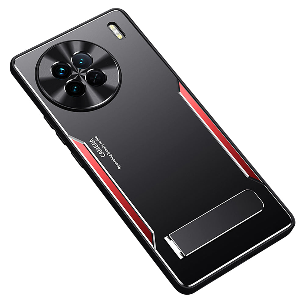 Anti-drop Cover for vivo X90 5G TPU+Aluminium Alloy Kickstand Phone Case - Red