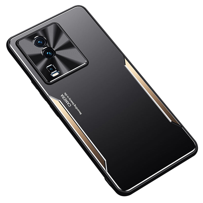 Uniqkart for vivo iQOO Neo7 5G Slim Phone Case Aluminum Alloy + TPU Case Shockproof Anti-Scratch Phone Cover - Gold