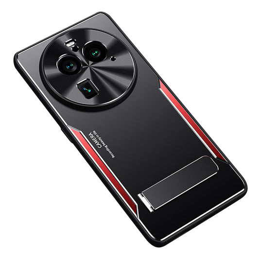 Uniqkart for Oppo Find X6 Pro Kickstand Phone Case TPU + Aluminum Alloy Anti-Fall Phone Cover - Red