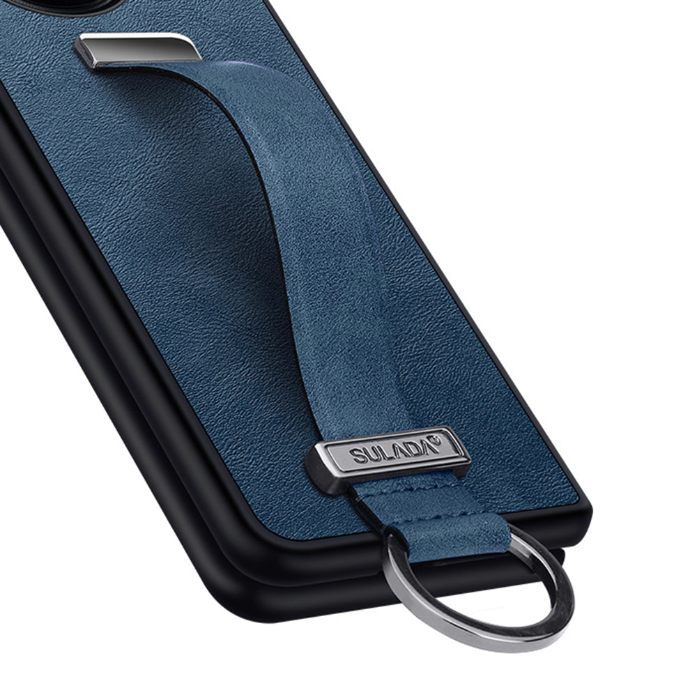 Uniqkart Fashion Series for vivo X Fold2 Leather Coated PC Cover Wristband Kickstand Folding Phone Case - Green