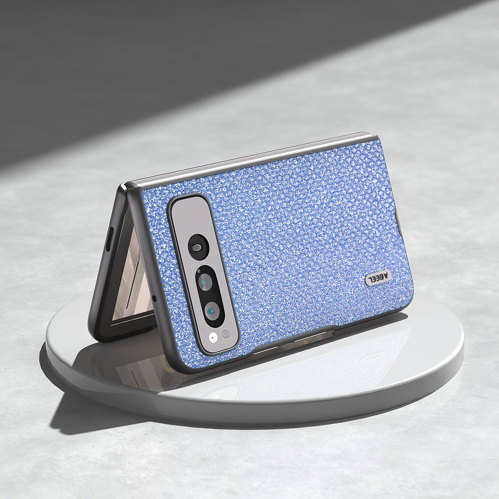 Uniqkart for Google Pixel Fold PU Leather+PC Slim Cover Rhinestone Texture Phone Case - Blue