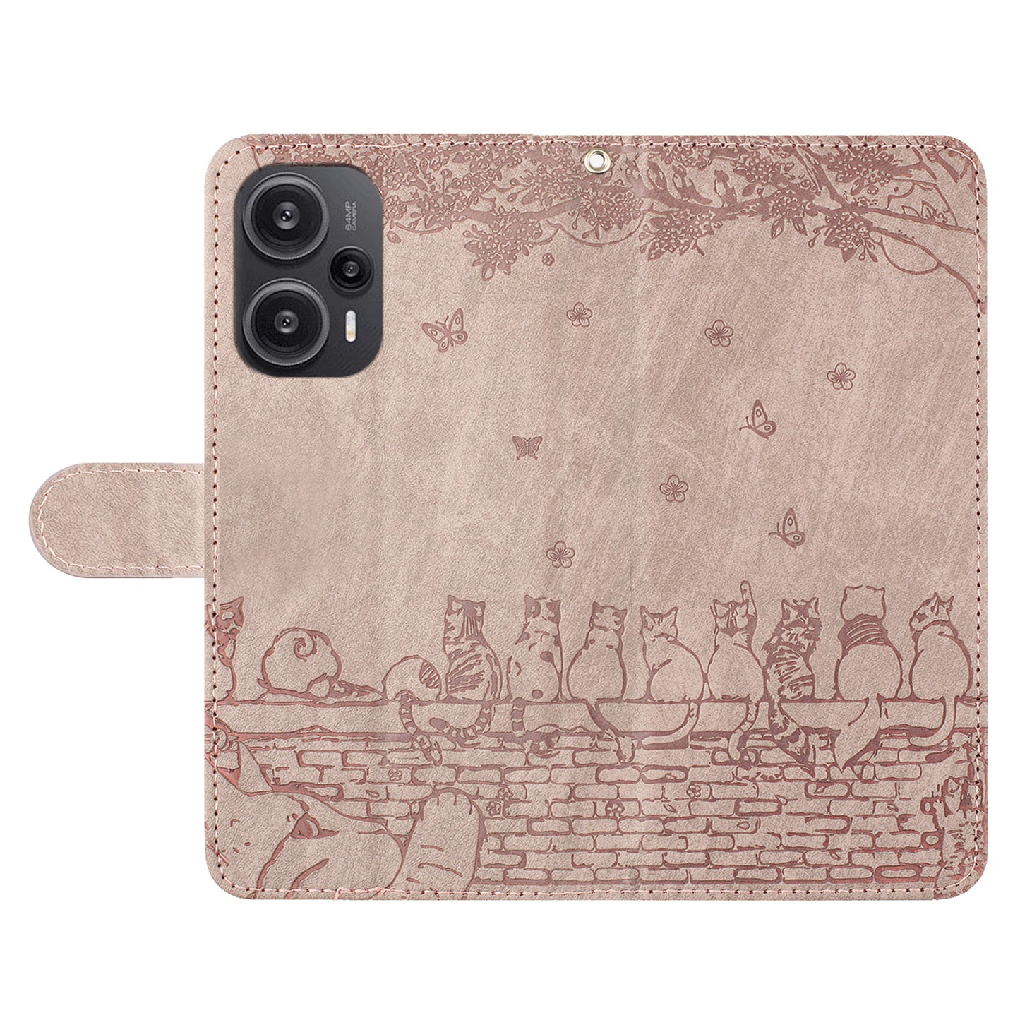 Uniqkart for Xiaomi Poco F5 5G / Redmi Note 12 Turbo Phone Wallet Case PU Leather Wall Cats Imprinted Stand Cover with Strap - Smoky Purple