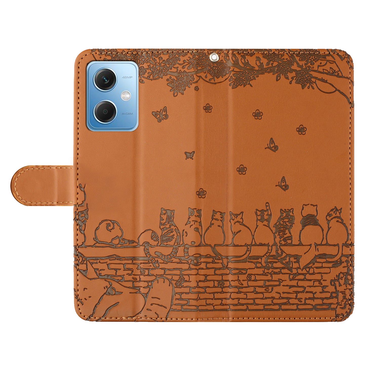 Uniqkart for Xiaomi Redmi Note 12 5G (China) / (India) / (Global) / Poco X5 5G Stand Wallet Leather Case Imprinted Phone Cover with Strap - Brown