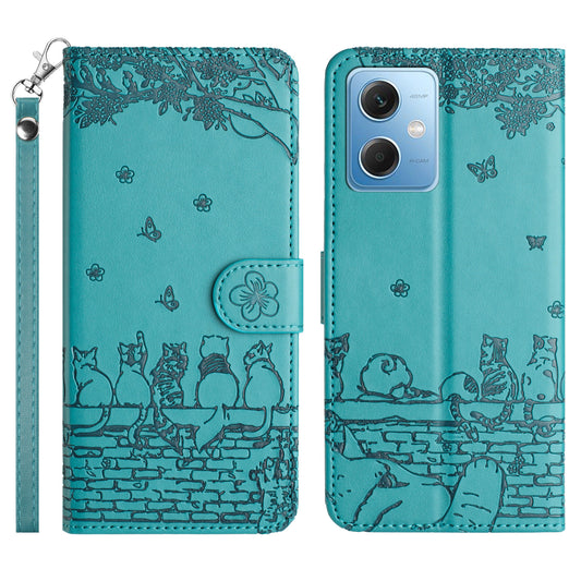 Uniqkart for Xiaomi Redmi Note 12 5G (China) / (India) / (Global) / Poco X5 5G Stand Wallet Leather Case Imprinted Phone Cover with Strap - Blue