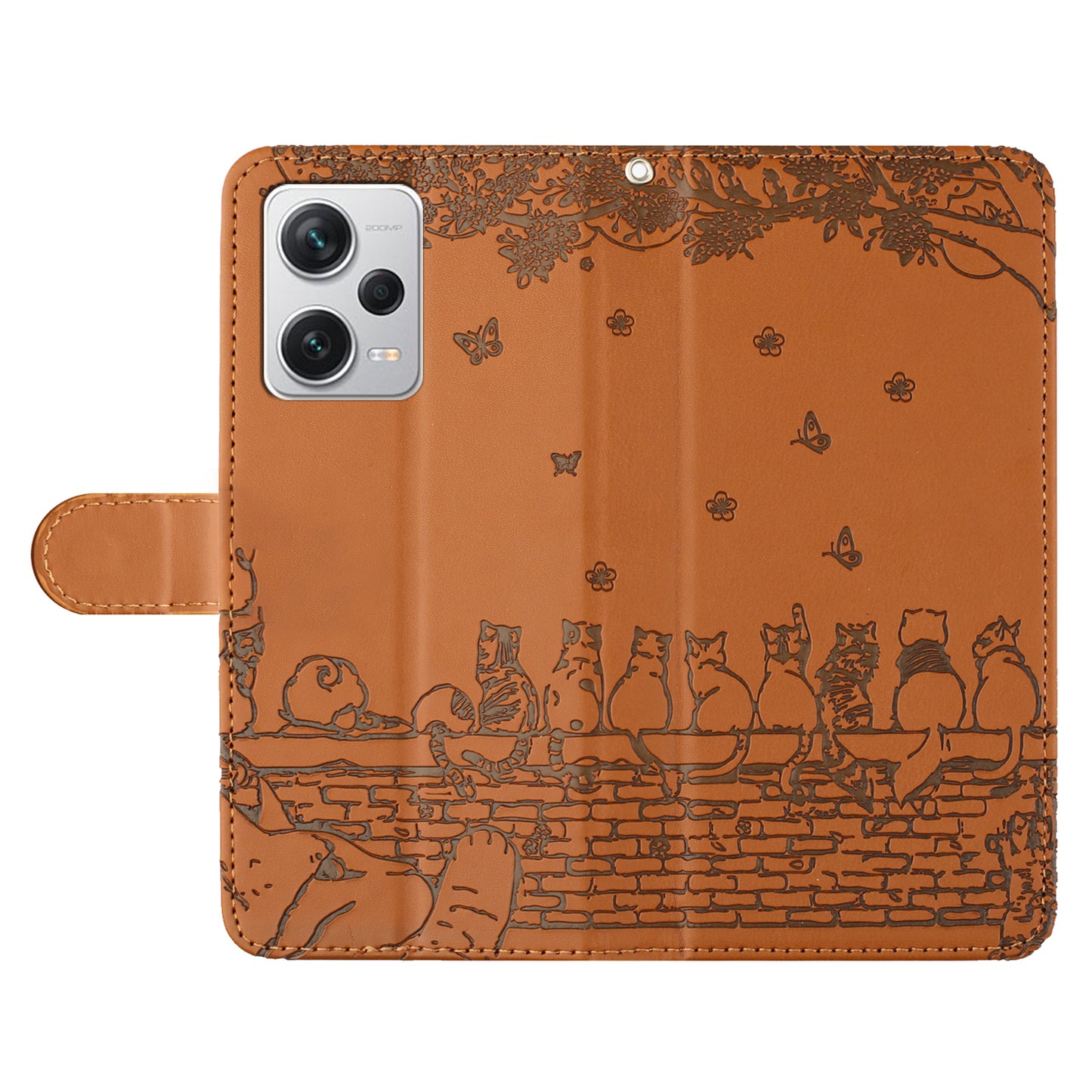 Uniqkart for Xiaomi Redmi Note 12 Pro 5G / 12 Pro Speed 5G / Poco X5 Pro 5G Imprinted PU Leather Phone Case Wallet Stand Cover with Strap - Brown
