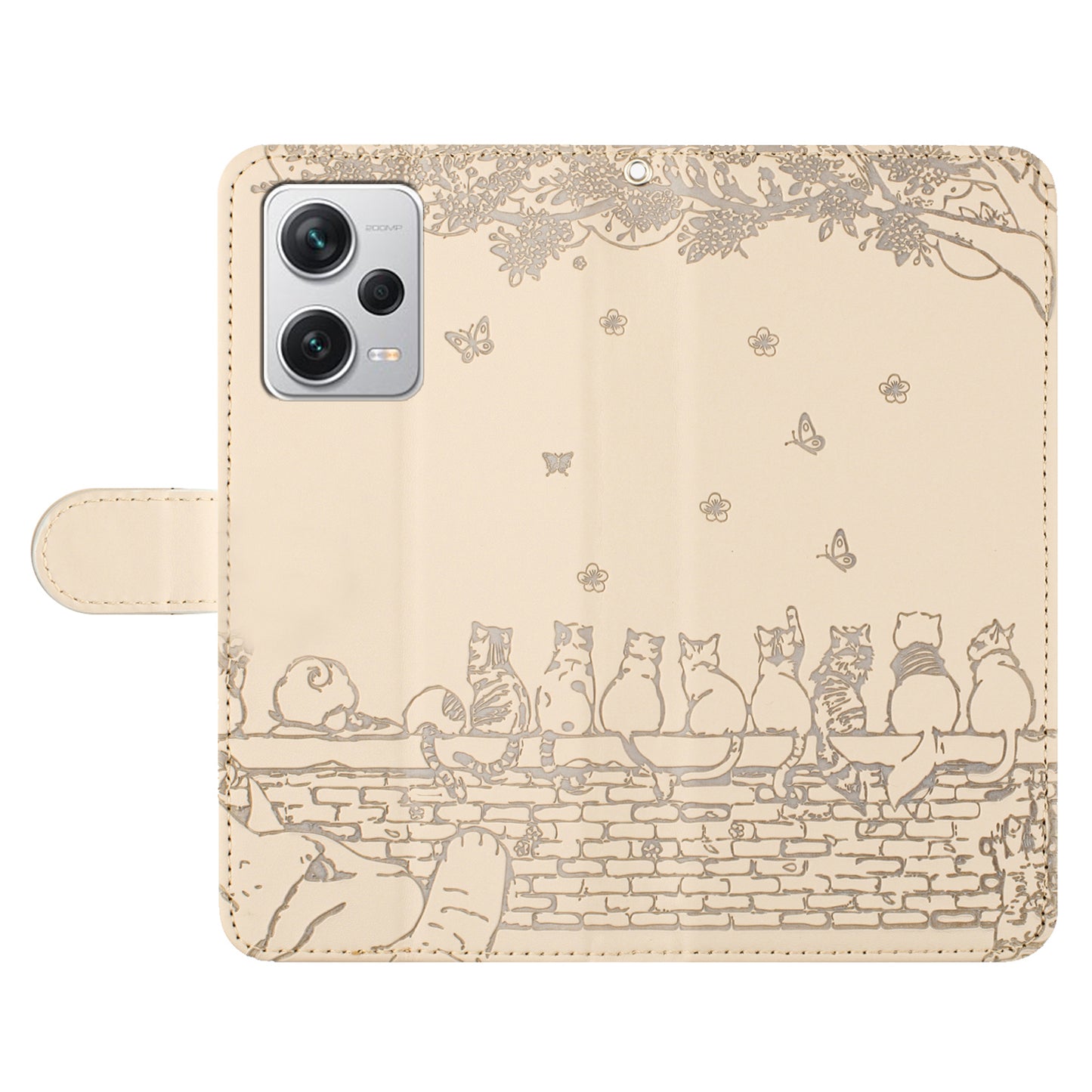 Uniqkart for Xiaomi Redmi Note 12 Pro 5G / 12 Pro Speed 5G / Poco X5 Pro 5G Imprinted PU Leather Phone Case Wallet Stand Cover with Strap - Apricot